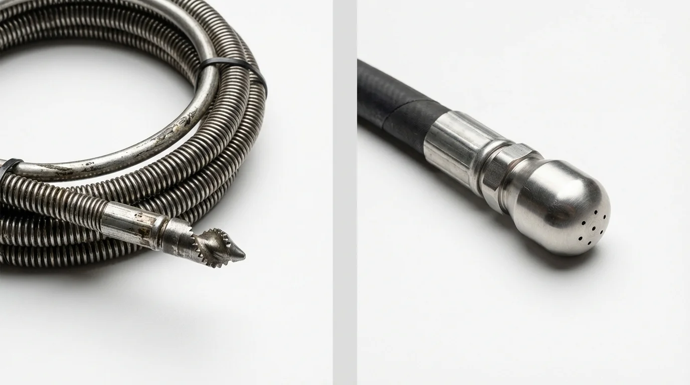 Drain snake cable and hydro jetting nozzle used for drain cleaning in Ponce, PR