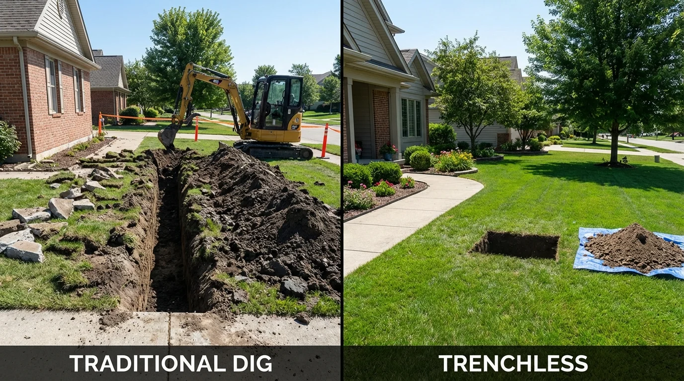 Trenchless sewer repair with minimal yard damage versus traditional excavation in Ponce, PR